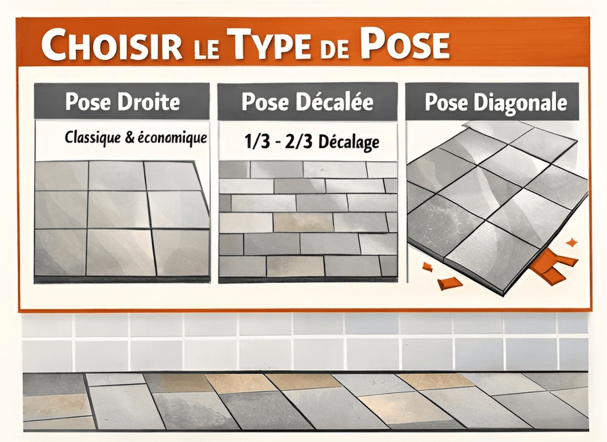 Pertes de coupe : marges recommandées selon la pose (droite/diagonale) et formats
