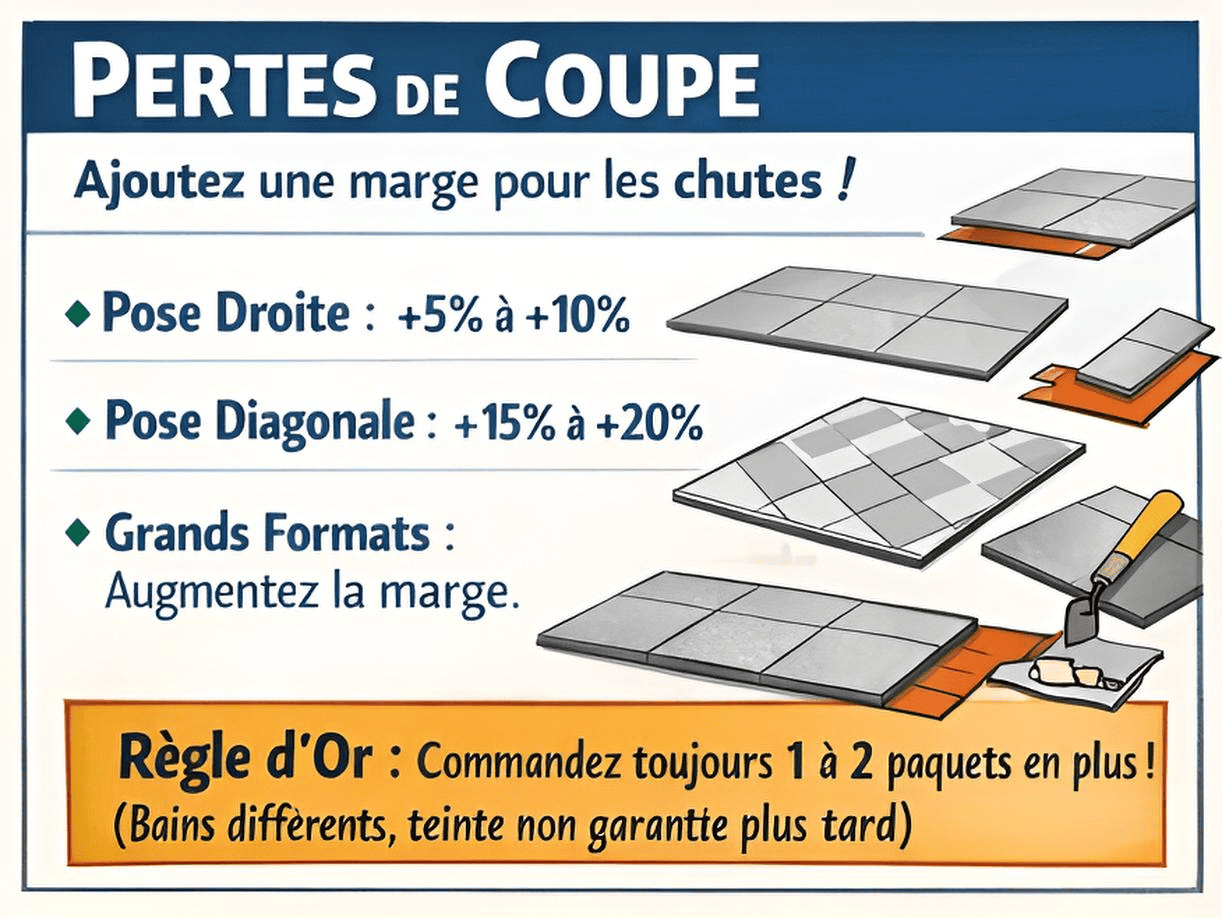 Types de pose : droite, décalée (1/3-2/3) et diagonale