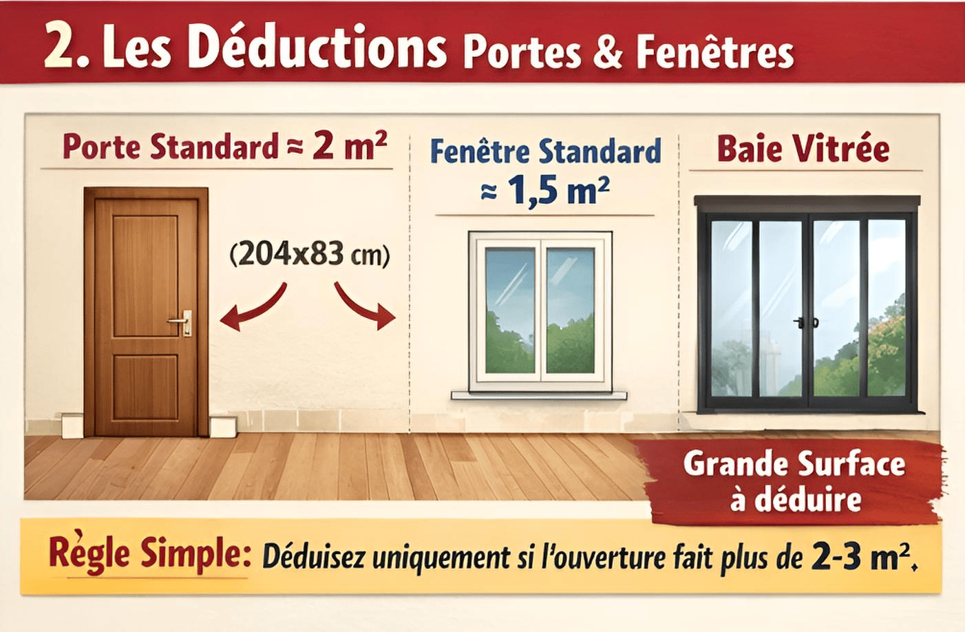 Déductions peinture portes fenêtres baie vitrée : quand déduire surface