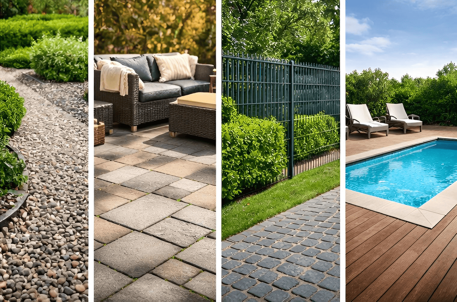 Aménagement extérieur : choix de finition (allée, terrasse, clôture, jardin) — comparatif